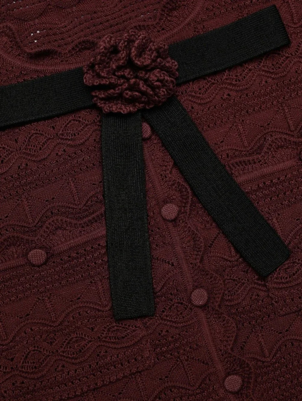 Self Portrait Brown Pointelle Knit Top With Matching Mini Skirt Set - Picture 6 of 16